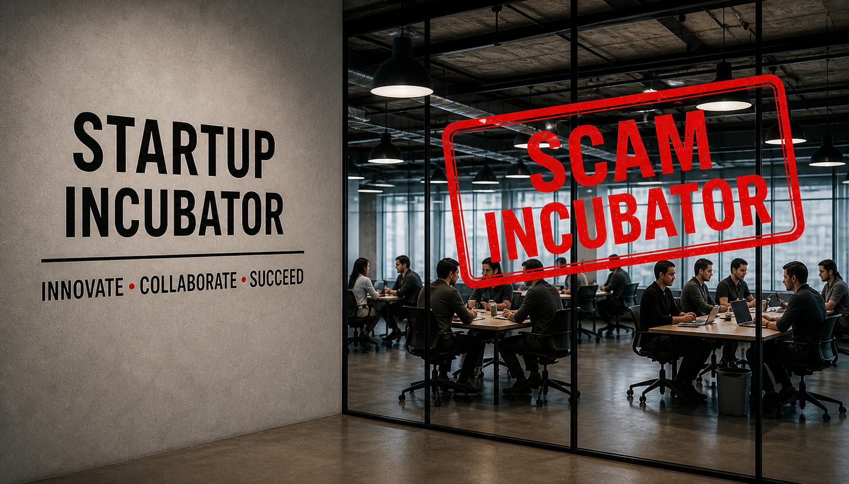Scam Incubators banner image about startup culture cons